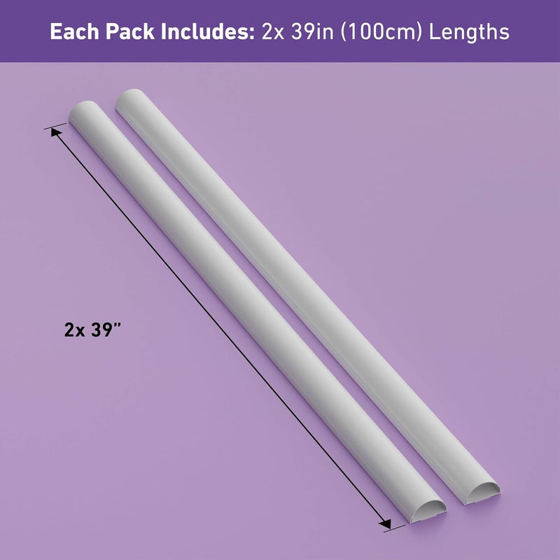 D-Line Half Round Cord Hider, Patented Cable Cover, Hide TV Wall Mount Wires, Raceway for Cords, Decorative Wire Covers, Paintable, Adhesive Cable Concealer, 2X 2in W x 1in H x 39in L, White - Image 4